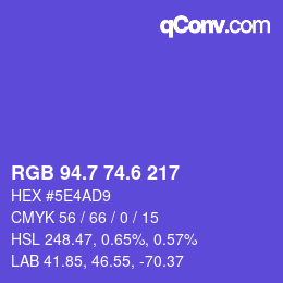 カラーコード: RGB 94.7 74.6 217 | qconv.com