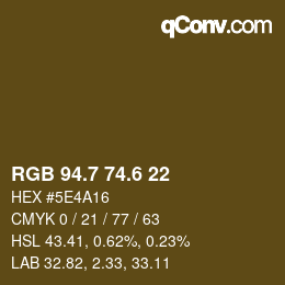 カラーコード: RGB 94.7 74.6 22 | qconv.com