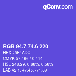 カラーコード: RGB 94.7 74.6 220 | qconv.com