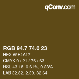 カラーコード: RGB 94.7 74.6 23 | qconv.com