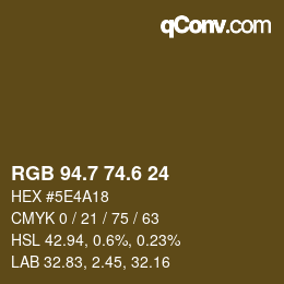 カラーコード: RGB 94.7 74.6 24 | qconv.com