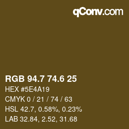 カラーコード: RGB 94.7 74.6 25 | qconv.com