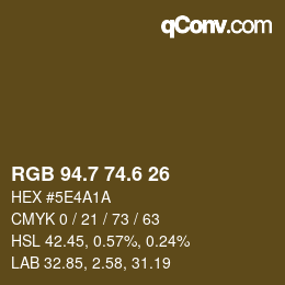 カラーコード: RGB 94.7 74.6 26 | qconv.com