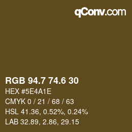 カラーコード: RGB 94.7 74.6 30 | qconv.com