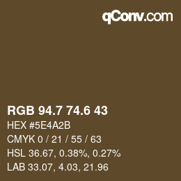 カラーコード: RGB 94.7 74.6 43 | qconv.com