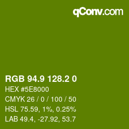 カラーコード: RGB 94.9 128.2 0 | qconv.com