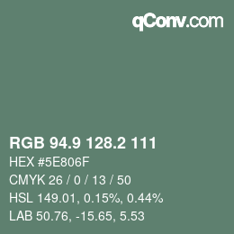 Color code: RGB 94.9 128.2 111 | qconv.com