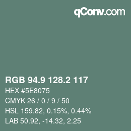 Color code: RGB 94.9 128.2 117 | qconv.com
