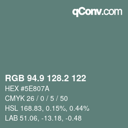 Color code: RGB 94.9 128.2 122 | qconv.com