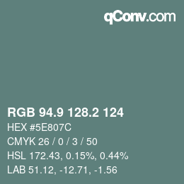 Color code: RGB 94.9 128.2 124 | qconv.com