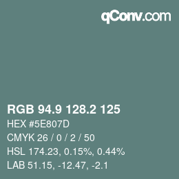 Color code: RGB 94.9 128.2 125 | qconv.com