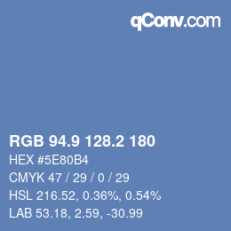 Color code: RGB 94.9 128.2 180 | qconv.com