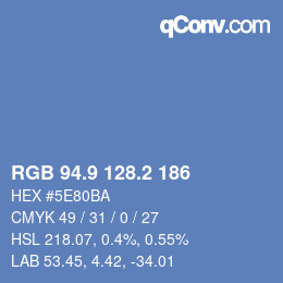 カラーコード: RGB 94.9 128.2 186 | qconv.com