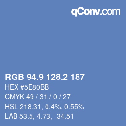 カラーコード: RGB 94.9 128.2 187 | qconv.com