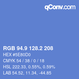 カラーコード: RGB 94.9 128.2 208 | qconv.com