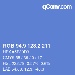 カラーコード: RGB 94.9 128.2 211 | qconv.com