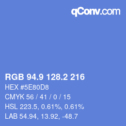 カラーコード: RGB 94.9 128.2 216 | qconv.com