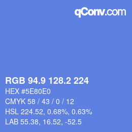 Color code: RGB 94.9 128.2 224 | qconv.com