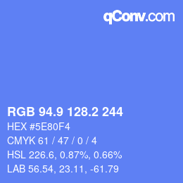 カラーコード: RGB 94.9 128.2 244 | qconv.com