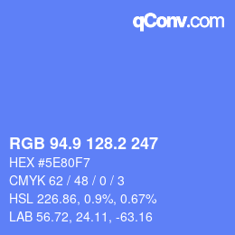 カラーコード: RGB 94.9 128.2 247 | qconv.com