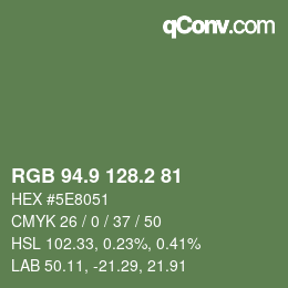 Color code: RGB 94.9 128.2 81 | qconv.com