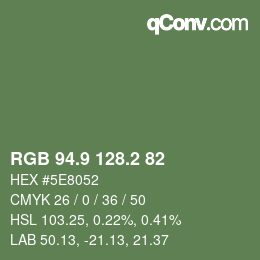 Color code: RGB 94.9 128.2 82 | qconv.com