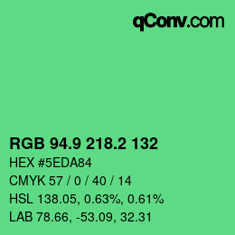 カラーコード: RGB 94.9 218.2 132 | qconv.com