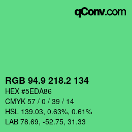 カラーコード: RGB 94.9 218.2 134 | qconv.com