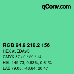 カラーコード: RGB 94.9 218.2 156 | qconv.com