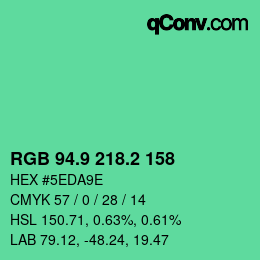 カラーコード: RGB 94.9 218.2 158 | qconv.com