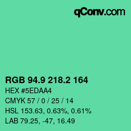 カラーコード: RGB 94.9 218.2 164 | qconv.com