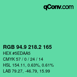 カラーコード: RGB 94.9 218.2 165 | qconv.com