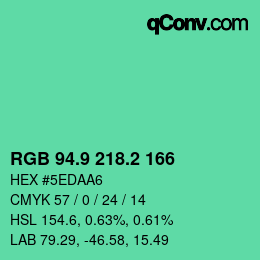カラーコード: RGB 94.9 218.2 166 | qconv.com