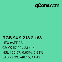 カラーコード: RGB 94.9 218.2 168 | qconv.com