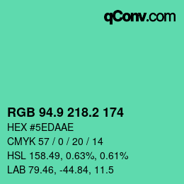 カラーコード: RGB 94.9 218.2 174 | qconv.com