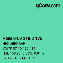 カラーコード: RGB 94.9 218.2 175 | qconv.com