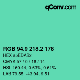 カラーコード: RGB 94.9 218.2 178 | qconv.com