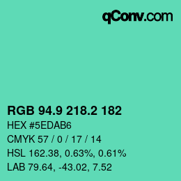 カラーコード: RGB 94.9 218.2 182 | qconv.com