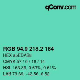 カラーコード: RGB 94.9 218.2 184 | qconv.com
