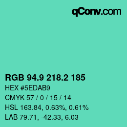 カラーコード: RGB 94.9 218.2 185 | qconv.com