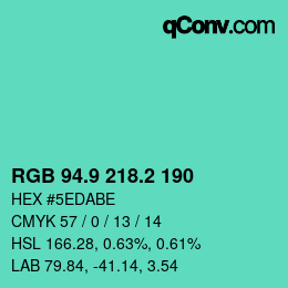 カラーコード: RGB 94.9 218.2 190 | qconv.com