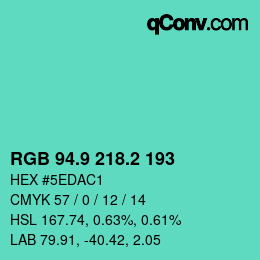 カラーコード: RGB 94.9 218.2 193 | qconv.com