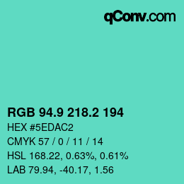 カラーコード: RGB 94.9 218.2 194 | qconv.com