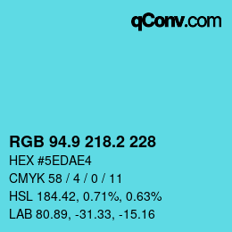 カラーコード: RGB 94.9 218.2 228 | qconv.com