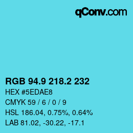 Color code: RGB 94.9 218.2 232 | qconv.com