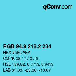 カラーコード: RGB 94.9 218.2 234 | qconv.com