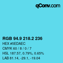 Color code: RGB 94.9 218.2 236 | qconv.com
