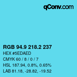 Color code: RGB 94.9 218.2 237 | qconv.com