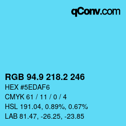 Color code: RGB 94.9 218.2 246 | qconv.com