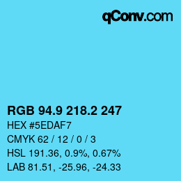 Color code: RGB 94.9 218.2 247 | qconv.com